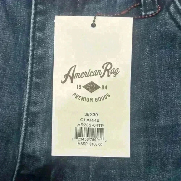 NWT American Rag Mens Denim Jeans 38x30 Taper Straight Fit Stretch Cowboy Dad - Picture 2 of 8